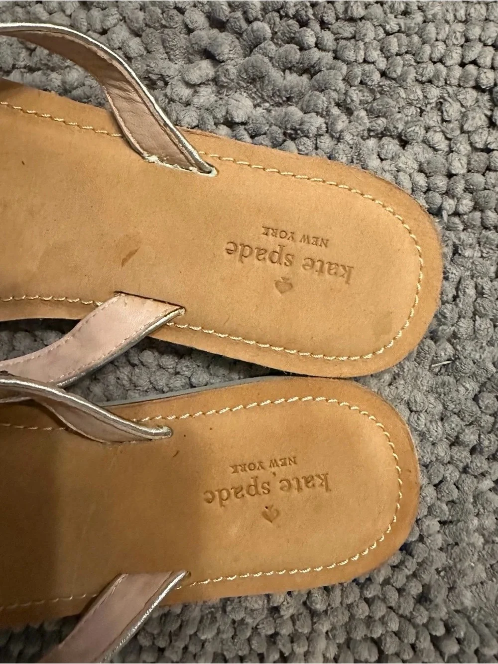 kate spade Silver Glitter Bow Flip Flop Sandals